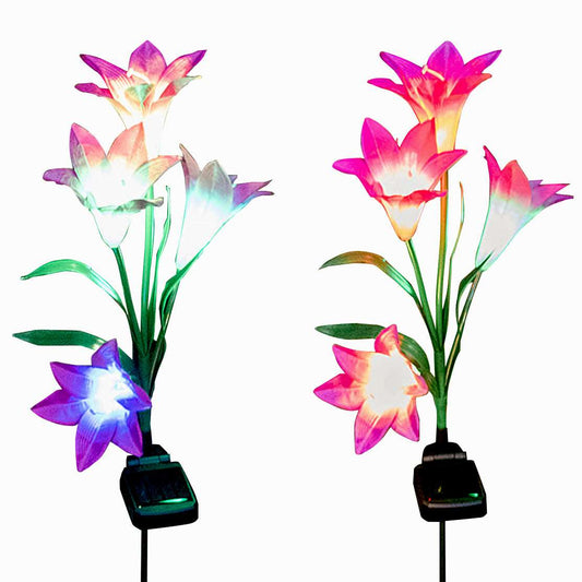 Sun Flowers Faux Lily Bouquet Lights, Solar Light Flowers | Wireless Solar Glow Path Lights | EmbiGlow