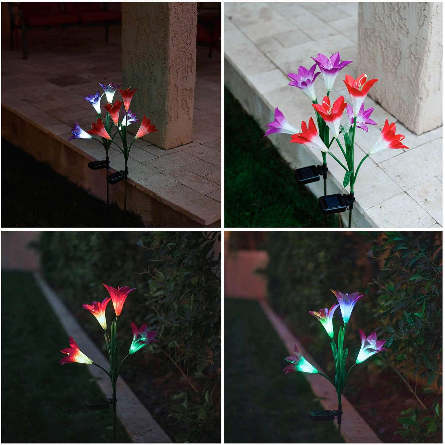 LED Solar Flowers one red one pink